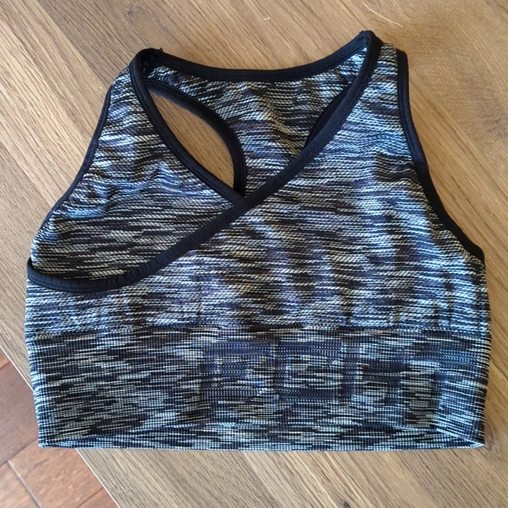 Echt black and grey heather sports bra